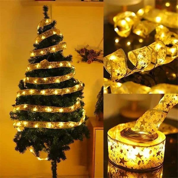 Christmas Decoration LED Ribbon Fairy Light Christmas Tree Home Decoration 2024 DIY Bow Light String Navigation X241114