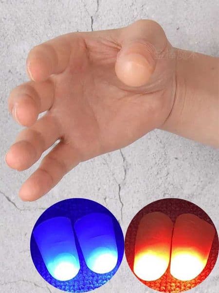 2 pieces/set of magic thumb lamp toys adult props blue LED flashing fingers Halloween party toys childrens glowing gloves W241114