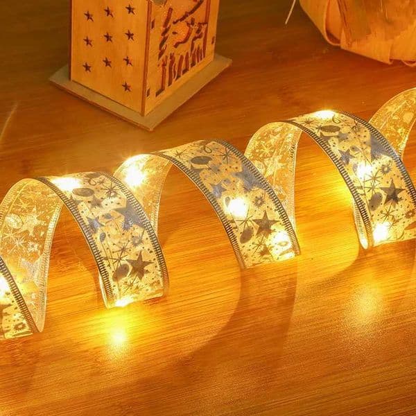 1/2/5/10M 2024 Christmas Ribbon Lights Party Wedding Copper Wire Fairy String Lights Christmas Tree New Year Decoration X241114