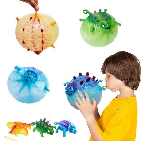 4 Childrens Fun Dinosaur Animal Inflatable Balloon Toys Squeezing Soft Balls Fidget Party Sports Cute and Fun Game Toys Gifts W241114