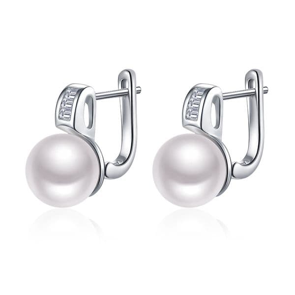 Sinya Freshwater Pearls Earring 925 Sterling Silver Euro English Lock Fine Jewelry New And Hot Hoop Earrings for Women Ladies