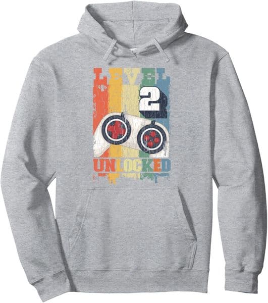 Hoodie for Mens Level 2 Unlocked Gamer Birthday Funny Boy Girl Cute Graphic Pullover Hoodie Graphic Hoodies sweatshirt nice
