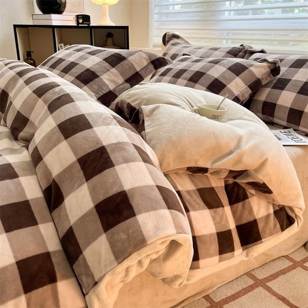 2x2.3m 4pcs letter print fleece bedding set black white gray duvet cover comforter cover bedroom decor