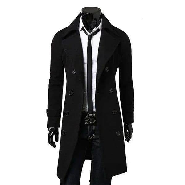 Men Double Breasted Trench Coat 2024 Autumn Winter Wool Blend High Quality Fashion Casual Slim Fit Solid Color Male Jacket 241108
