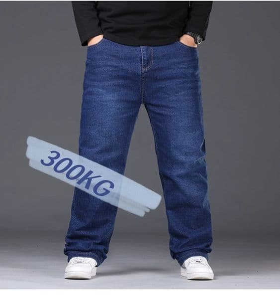 Denim Jeans For Men Plus Size 48 50 300KG Casual Fashion Business Pants Elastic Loose Straight Long Large 5XL 6XL 7XL 241114