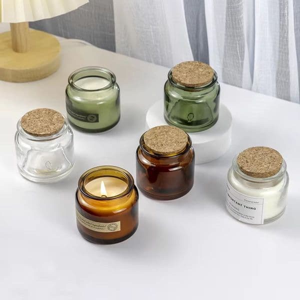 Amber Round Glass Jars with Lids for Making Candles Bulk Small Wide Mouth Container 100ml