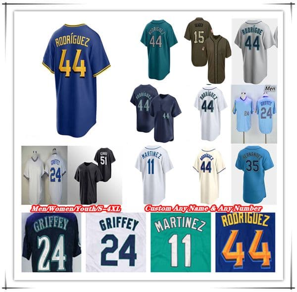 Baseball Jersey Julio Rodriguez Ken Griffey J.P. Crawford Jorge Polanco Mitch Haniger Ty France Cal Raleigh Mitch Garver Luis Castillo Logan Gilbert Ichiro Suzuki 4XL