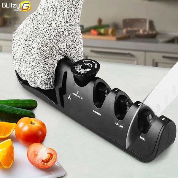 Knife Sharpeners with Adjustable Angle Knob 4Stage Multifunctional Kitchen Sharpening Grinder Knives Whetstone Tool for Scissor 240415