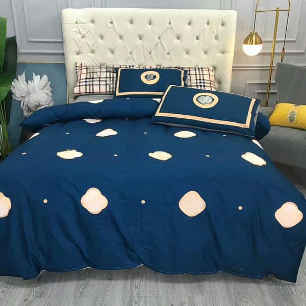 New designer printed cotton four-piece letter flower bed cover pillowcase Black and White C200x230cm 26Y0514