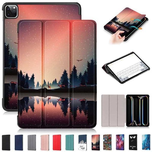 New Arrival Suitable for iPad Pro 13 inch 2024 case paint folding smart leather cover suitable for Funda iPad Air 13 11 M2 iPad Pro 11 2024 M4 case Coque Z241115