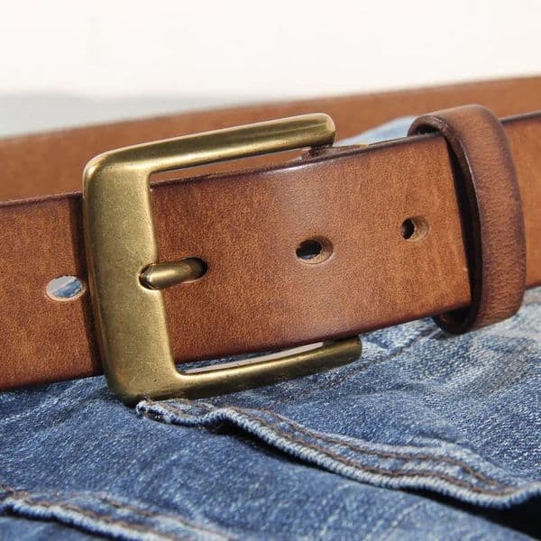 Vintage handmade leather copper buckle mens belt Cinturon Gotico denim retro full matching casual jeans soft belt ABC 241115