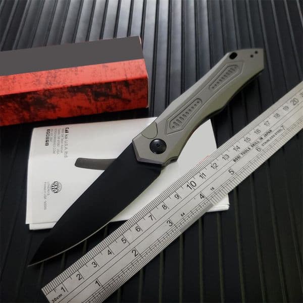 3Models 7800 Launch 6 Folding Knife 3.75 CPM-154 Black DLC Blade, Aluminum Handles