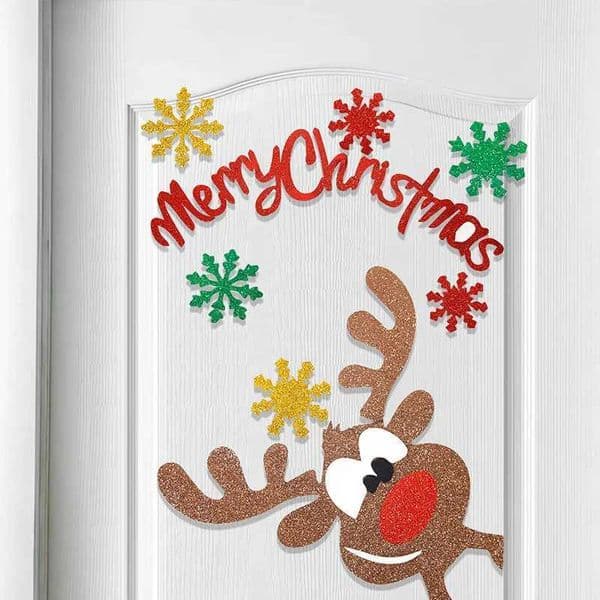 Christmas Door Stickers Christmas Tree Santa Claus Elk Decoration Sticker for Window Wall Door Merry Christmas Xmas Home DecorXJ241114