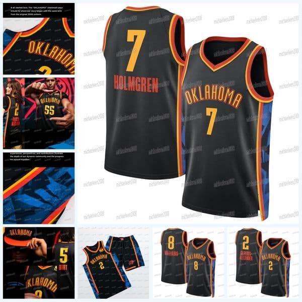 Thunders 2024 25 City basketball Jersey Oklahoma City Ajay Mitchell Aaron Wiggins Ousmane Dieng Alex Ducas Adam Flagler Hartenstein Chet Holmgren Dillon Jones