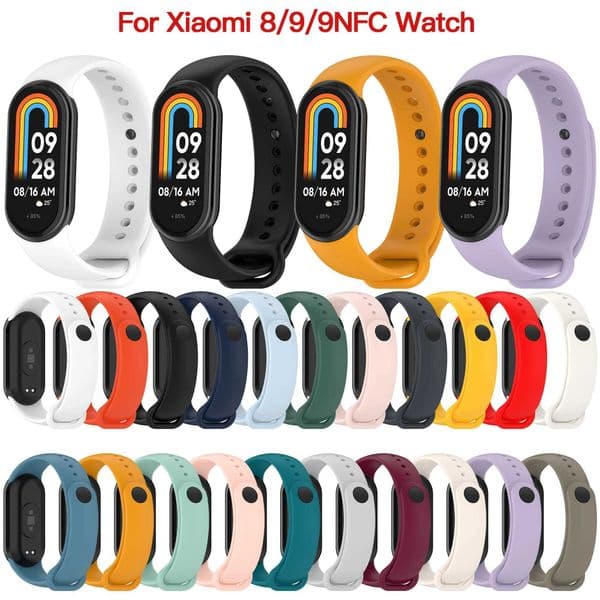New Arrival Silicone strap suitable for Mi Band 9 8 sports smart Wah wristband bracelet Band 9 Band 8 NFC wristband accessories strap Z241115