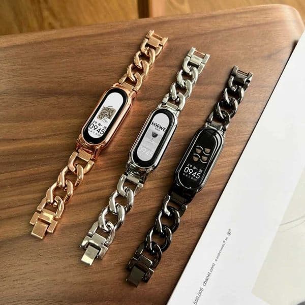 New Arrival Suitable for Mi Band 8 7 6 5 Fashion INS Metal Denim Chain Bracelet Miband 4 3 Stainless Steel Replacement Bracelet Correa Z241115