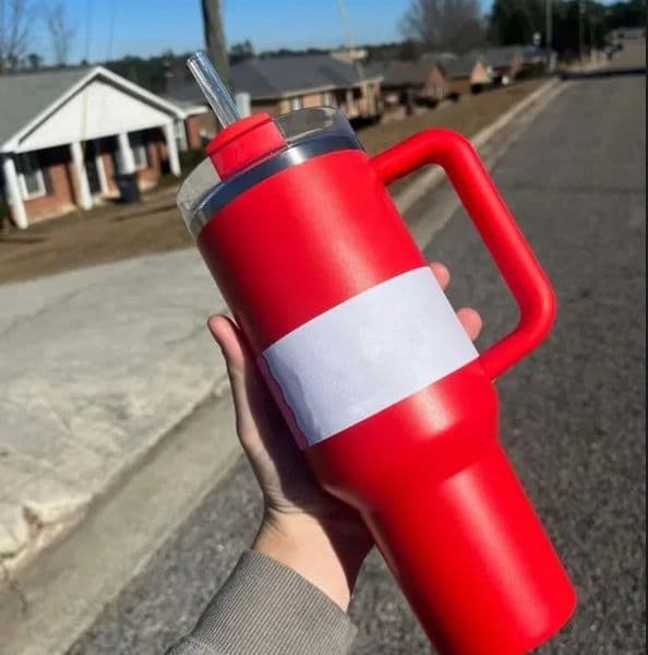 CHOCOLATE GOLD New 40oz Reusable Tumbler Neon White Pink Winter Holiday Red Black Chroma Stainless Steel Insulated Travel Mug Handle Straw Cups US STOCK Y260520+1