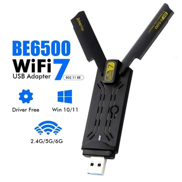 BE6500 Wifi 7 USB Adapter Three Band 6G/5G/2G USB 3.0 Adapter Antenna Wifi Para PC Network Card Receiver Dongle Win 10/11 241115