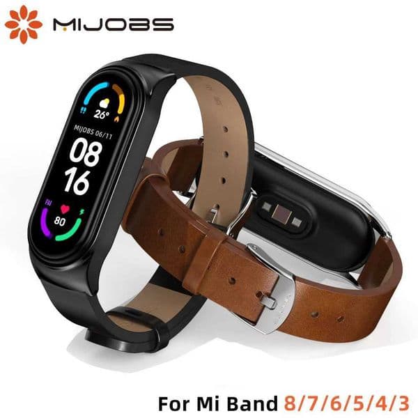 Mi Band 9 8 7 6 5 4 3 NFC Leather Wristband MiBand 6 Global Edition Mi Band 6 7 8 Correa Bracelet M241115