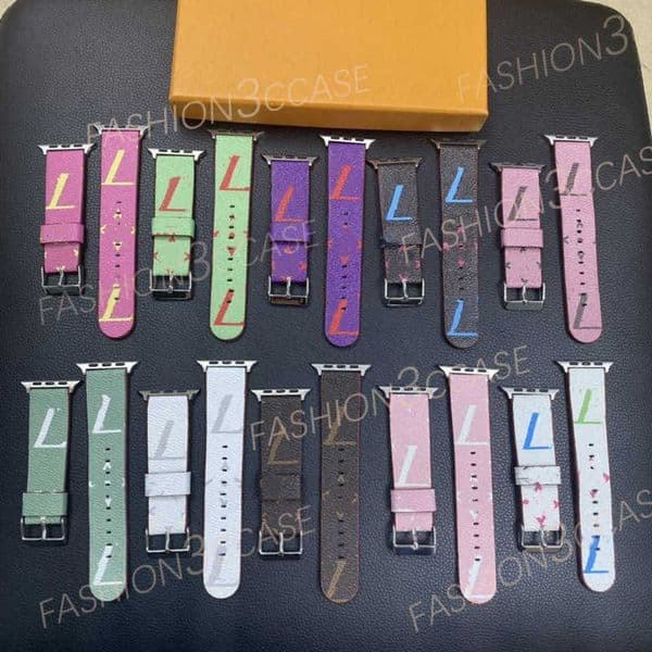Luxury Apple Watch Band 38 40 41 42 44 45 49 mm Flower Leather Watchs Strap Wristband For Iwatch 9 8 7 6 5 4 SE Designer Watchbands With Printed smartwatch Z6OL