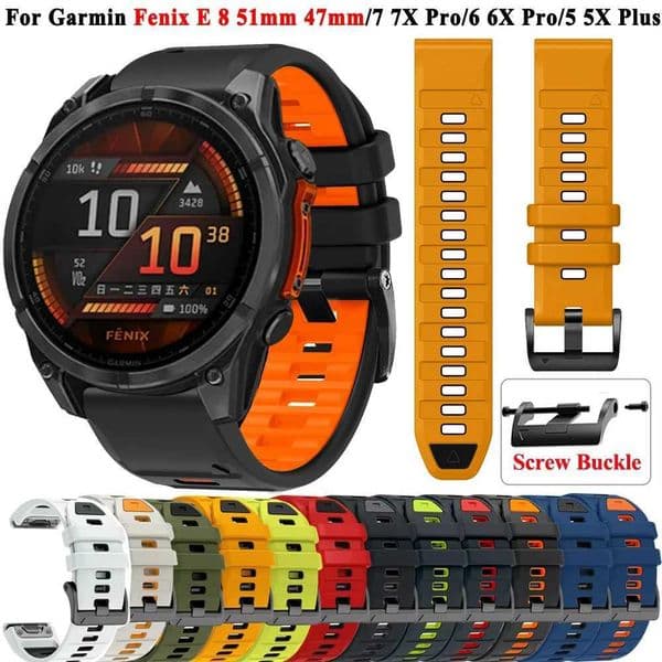 QuickFit 26mm Silicone Wahband for Gin Fenix E 8 47mm 51mm 7 7X 6 6X 5 5X Plus/Enduro 3/Epix Pro Gen 2 Strap Bracelet M241115
