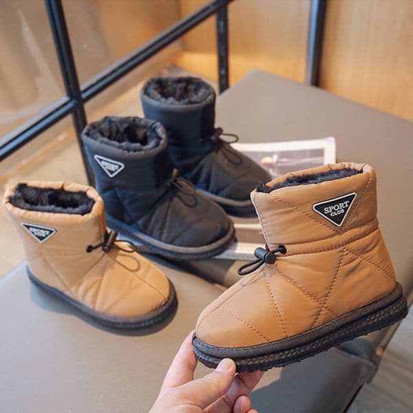 Winter Kids Snow Boots Thick Fur Morden Sewing Elastic Band Children Youth Boots Flat Black Brown Non-slip Littlesprouts Warm Boys Girls Toddler Boots Shoes