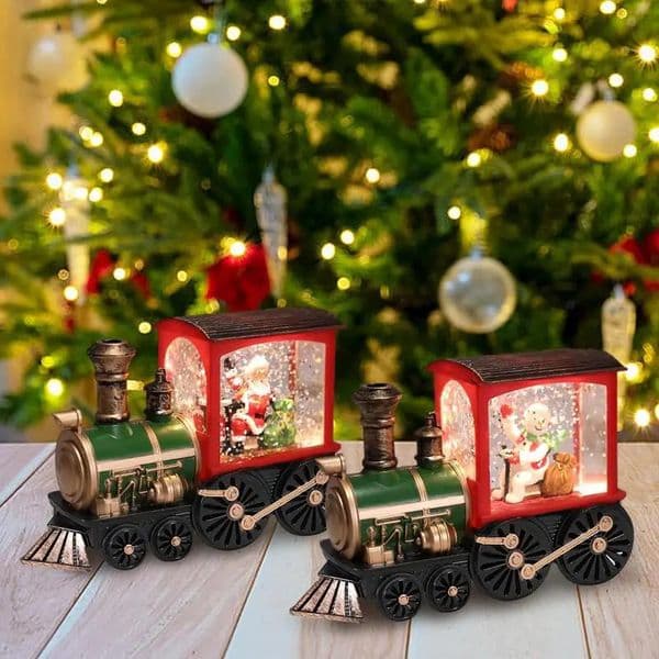 Snowball train battery powered snowball lights train decorative table decoration study garden living room bedroom 241116