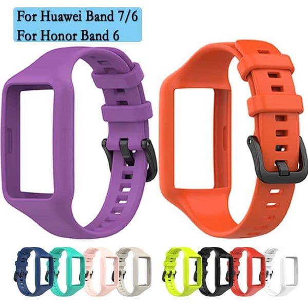 Honor Band 6 Silicone Sports Wahband Black Steel Buckle Wristband with Wah Frame Protection M241115