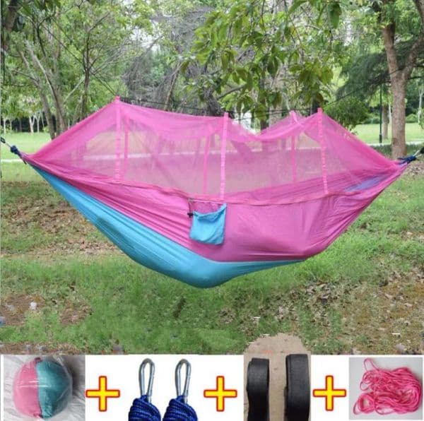 12 Colors 260*140cm Portable Hammock With Mosquito Net Single-person Hammock Hanging Bed