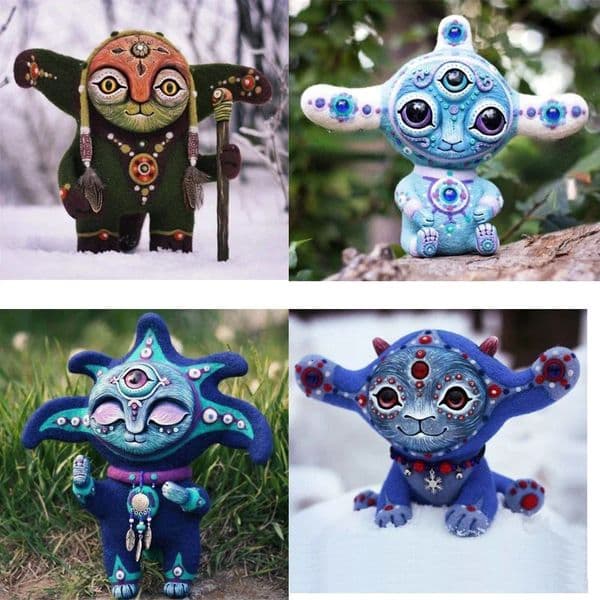 Kawaii Fantasy World Creature Decorations Handmake DIY Elf Resin Statue Cartoon Alien Outdoor Garden Home Decor Figurine 240416