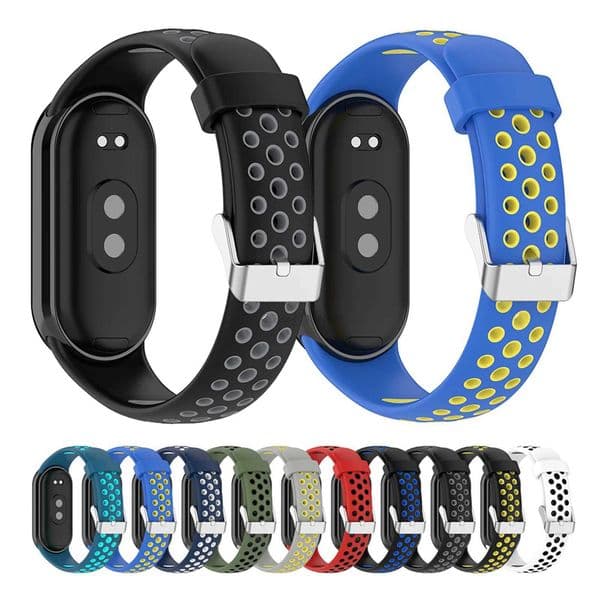 Silicone strap suitable for Mi Band 9 dual color breathable smart Wah Wahband replacement bracelet suitable for Mi Band 8 9 accessories M241115