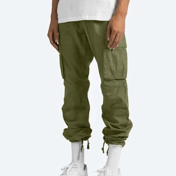 pants Mens cargo trend multi pocket Trouser solid color casual fashion sports cotton diagonal training 241115 L260612