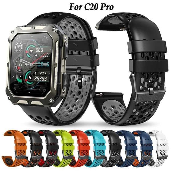 Hot Sale Suitable for mens replacement of silicone wristbands with C20Pro smart Wah watch straps The bracelet is suitable for C20 Pro sports smart Wah watch s T241115