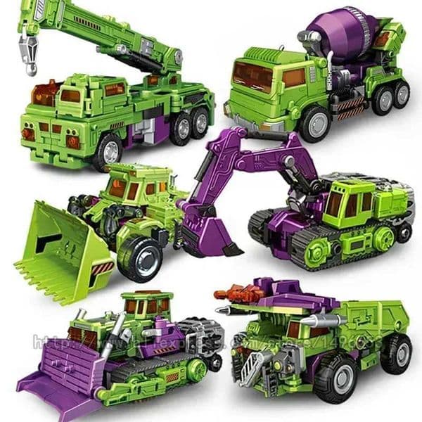 2026 New 6-In-1 NBK 42Cm Destructive Toy Conversion KO Robot Car Combination Action Diagram Excavator Blender Model Childrens Box Free Toys