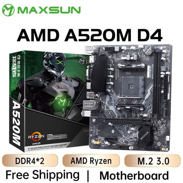 MAXSUN Motherboard AMD A520M DDR4 M.2 USB3.2 STAT3.0 Desktop Computer components Support Ryzen R3 R5 AM4 CPU 3600 5600G 5700X