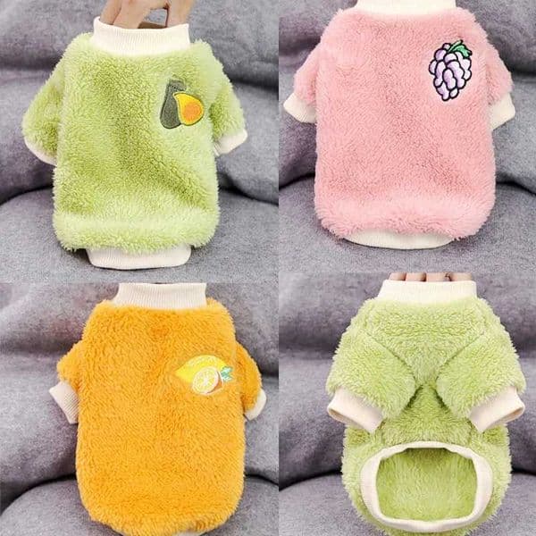 Cute fruit printed dog hoodie warm pet dog clothing luxurious puppy coat jacket winter cat plow Chihuahua French bulldog clothing M241116