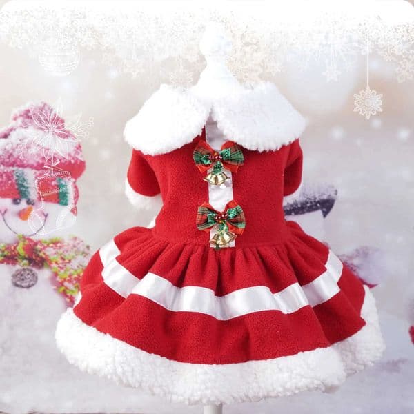 New Christmas Pet Dress Winter Dog Clothing Cat Warm Dog Jacket Coat Christmas Party Dress Dog Clothing New Year Dog Clothing M241116