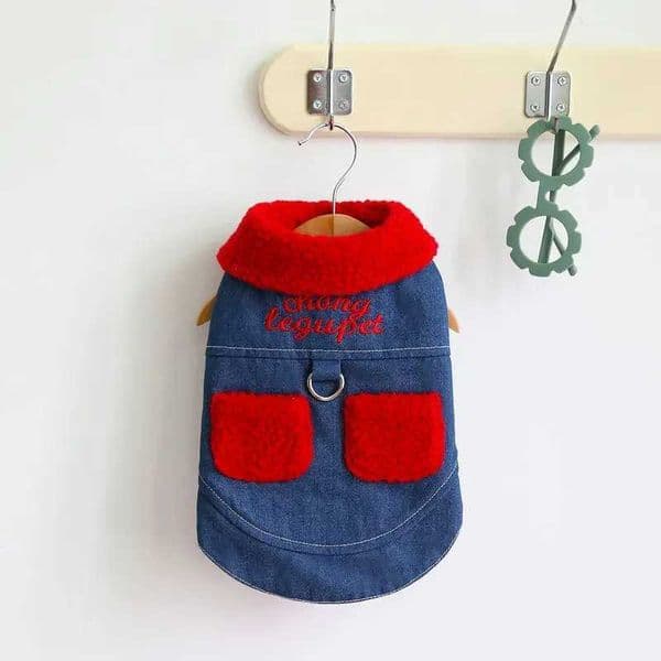 Pet Autumn/Winter Collar Coat Warm Cowboy Cotton Coat Comfortable Thick P Dog Clothing Cat Embroidery Coat M241116