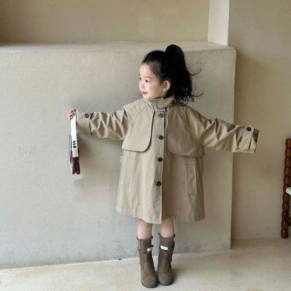 Trench Autumn new childrens clothing for girls European sleds medium length windproof standing collar loose jacket for girls M241116