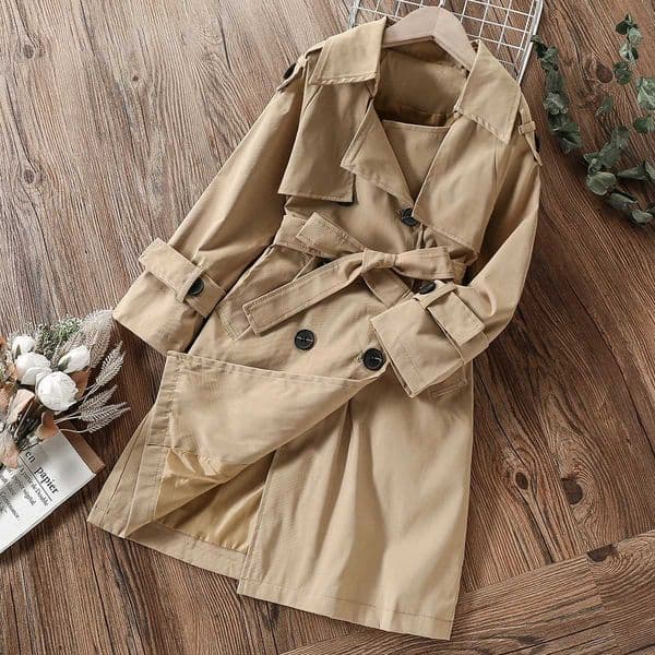 Childrens long jacket girls trench coat spring and autumn clothing youth clothing windproof clothing 8 10 12 14 years old M241116