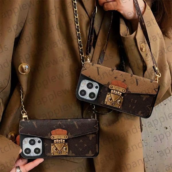 Designer Crossbody Wallet Phone Case for iPhone 16 Pro Max 15 Pro Max 14 13 12 11 XR XS Max 16 Plus iPhone Case Samsung s24 ultra s23 plus s22 s21 Case Card Holder Bag Lanyard