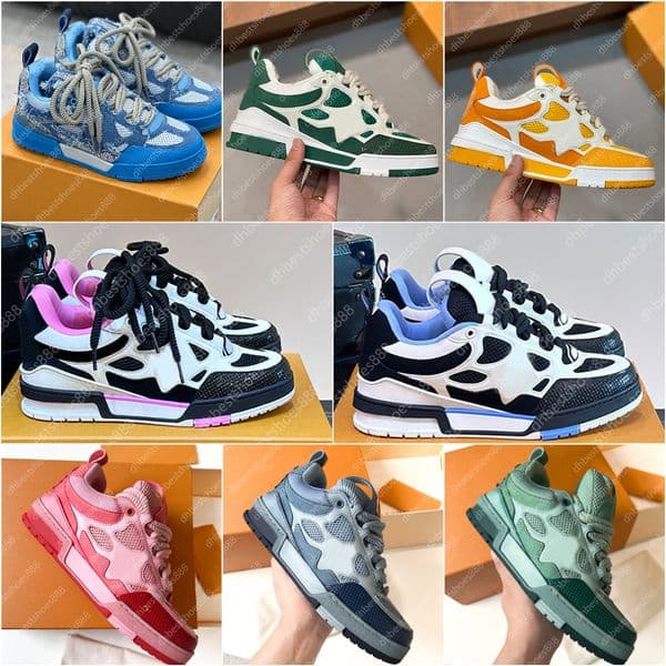 Top mirror quality skate sneakers mens designer trainers skate shoes skater sneaker skateboard shoes luxury man shoe skate with box large 38-46 real calf leather