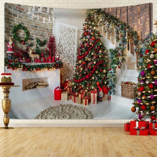 1 piece of Christmas decorative tape Christmas fire tape Christmas tree activity pography background hanging cloth 241118