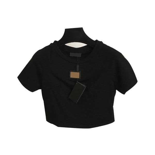 T-shirts 2026 Designers Fashion T Shirts Women New metallic lettertrim short crop short slve T-shirt White Blk ladies top Tops crop top Casual t othL L260609