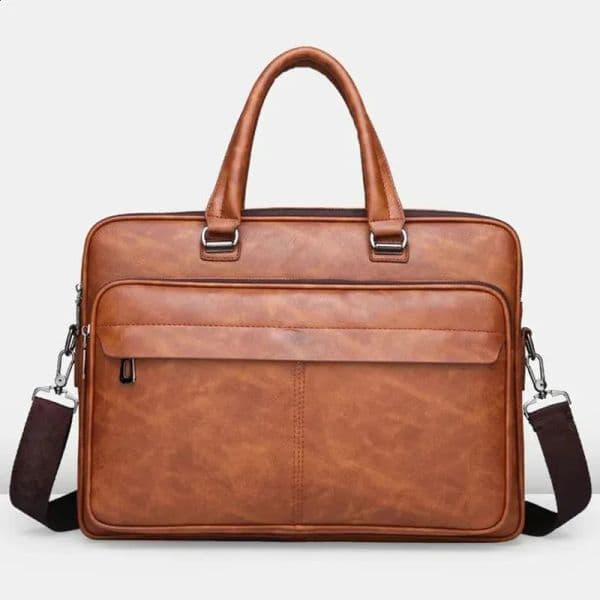PU Shoulder Large Capacity Portable Casual and Waterproof Crossbody Document for Men Briefcase Leather Bag