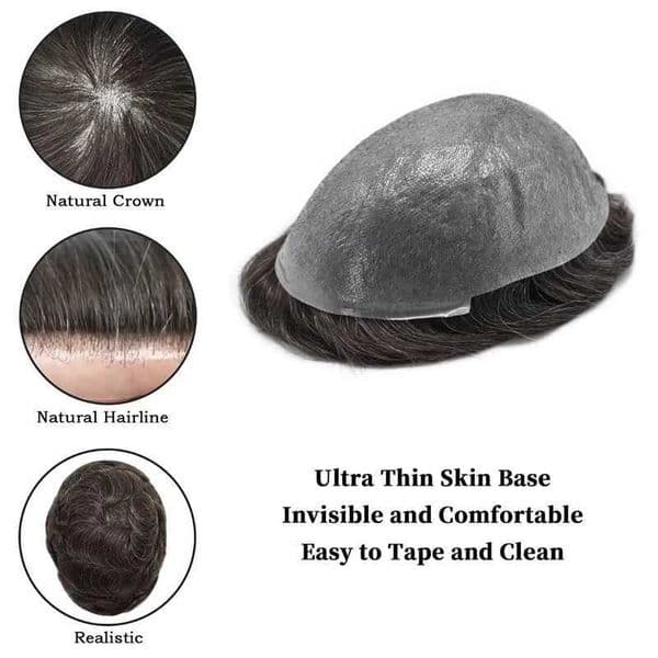 New Arrival 0.02-0.0M tra Tin Microskin M Hair Thesis Toupee for Mens Wig System Z241118