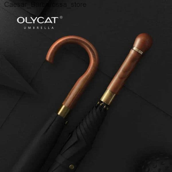 Umbrellas OLYCAT New Wooden Long Umbrella Men Business Vintage Big Golf Umbrellas Wind Resistant Simple Outdoor Travel Umbrella Rain Women J241118