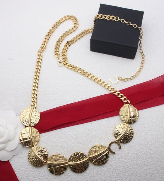 2025 Luxury quality charm waist belt pendant necklace with round shape and words style in 18k gold plated have stamp PS6694