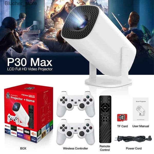 Projectors Android 11 Game Projector P30MAX Retro Video Game Consoles Dual WIFI BT5.4 1280*720P Home Cinema Outdoor Portable Projector J241118
