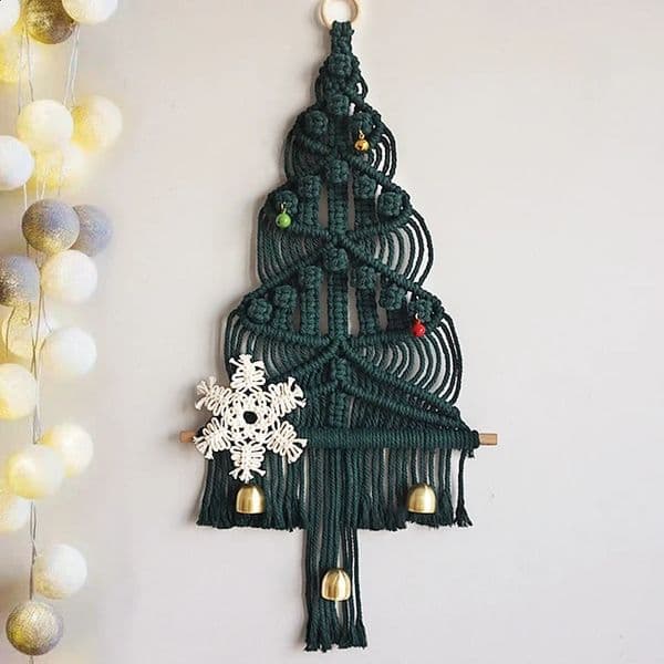 Macrame Christmas Tree Hanging Tapestry Handmade Bohemian Decoration Living Room Childrens Baby Gifts 241118